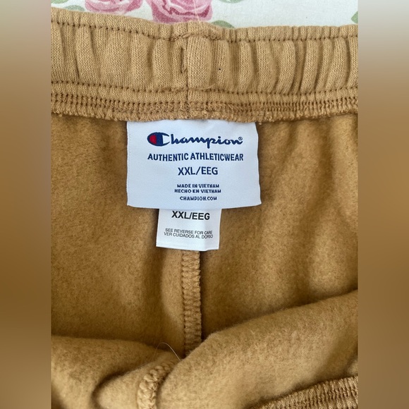 Champion Size XXL Fleece Lined Drawstring Sweatpants Joggers Camel Tan Pockets - Picture 5 of 11